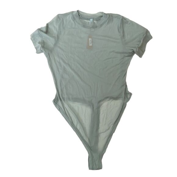 SKIMS Sky Blue Summer Stretch Sheer Mesh T-Shirt Bodysuit Sz 4X NWT - Picture 7 of 16